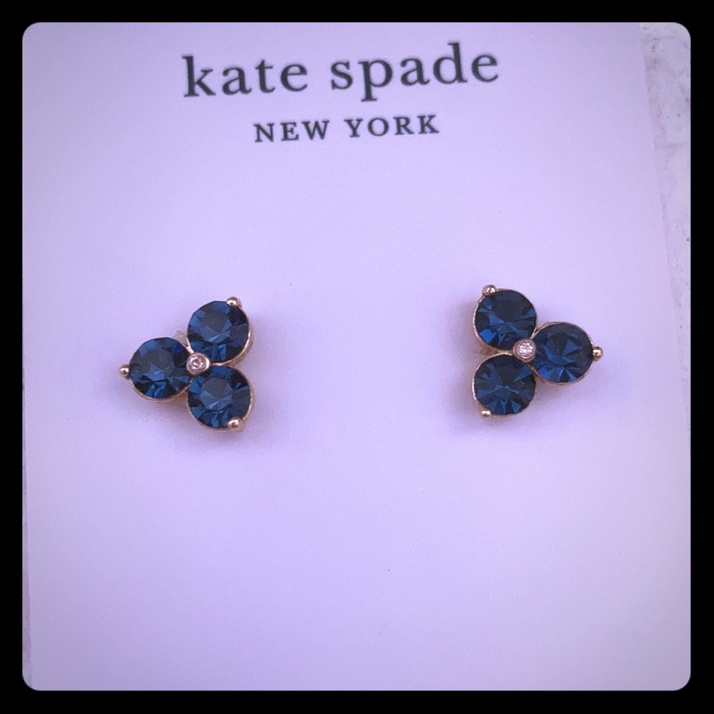 Kate Spare Dark Blue Stoned Flower Earrings